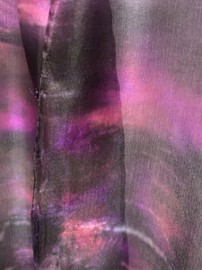 Hand Dyed Long Silk Scarf in Purple Black Pink