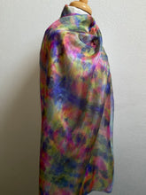 Load image into Gallery viewer, Hand Dyed Long Silk Scarf Blue, Pink, Green
