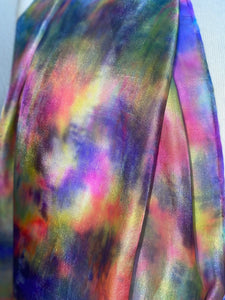 Hand Dyed Long Silk Scarf Blue, Pink, Green