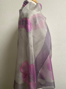 Poppies Design X Long Silk Scarf : Hand Painted Silk