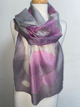 Load image into Gallery viewer, Poppies Design X Long Silk Scarf : Hand Painted Silk
