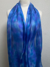 Load image into Gallery viewer, Hand Dyed Long Silk Scarf in Shades of Blue
