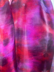 Hand Dyed Long Silk Scarf in Rich Berry Colours