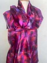 Load image into Gallery viewer, Hand Dyed Long Silk Scarf in Rich Berry Colours
