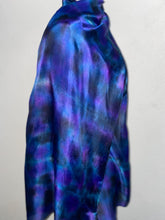 Load image into Gallery viewer, Hand Dyed Long Silk Scarf in Navy Black Purple
