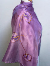 Load image into Gallery viewer, Sweet Pea Design Long Scarf : Hand Painted Silk in Orchid Pink Copper
