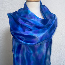 Load image into Gallery viewer, Hand Dyed Long Silk Scarf in Shades of Blue
