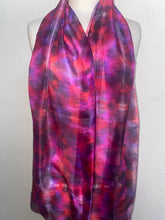 Load image into Gallery viewer, Hand Dyed Long Silk Scarf in Rich Berry Colours
