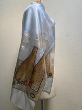 Load image into Gallery viewer, Potteries Design X Long Silk Scarf Blue Sky : Hand Painted Silk
