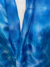 Load image into Gallery viewer, Hand Dyed Silk Neck Scarf in Turquoise Blue Azure White by Designer Silk Artist
