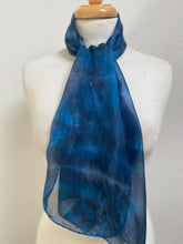 Load image into Gallery viewer, Hand Dyed Silk Neck Scarf in Black Turquoise
