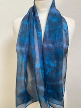 Load image into Gallery viewer, Hand Dyed Silk Neck Scarf in Black Turquoise
