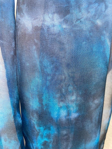 Hand Dyed Silk Neck Scarf in Black Turquoise