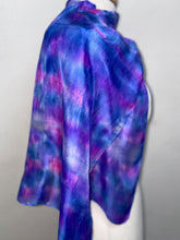 Load image into Gallery viewer, Hand Dyed Silk Neck Scarf in Blue Pink Light Blue by Designer Silk Artist
