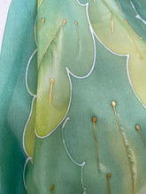 Load image into Gallery viewer, Leaves Design Hand Painted Silk Neck Scarf in Greens
