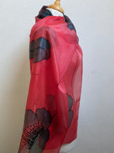 Load image into Gallery viewer, Poppy Noir Design X Long Silk Scarf Scarlet Red and Black : Hand Painted Silk
