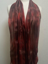 Load image into Gallery viewer, Hand Dyed Long Silk Scarf in Choccy &amp; Red
