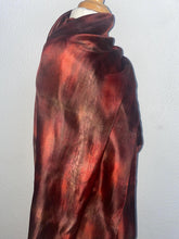 Load image into Gallery viewer, Hand Dyed Long Silk Scarf in Choccy &amp; Red
