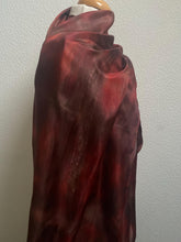 Load image into Gallery viewer, Hand Dyed Long Silk Scarf in Choccy &amp; Red
