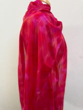 Load image into Gallery viewer, Hand Dyed Long Silk Scarf in Red Pink Coral
