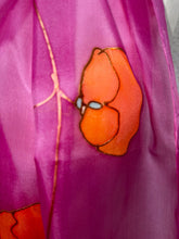 Load image into Gallery viewer, Sweet Pea Design Long Scarf : Hand Painted Silk in Dark Pink Coral Copper
