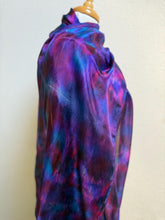 Load image into Gallery viewer, Hand Dyed Long Silk Scarf in Purple Dark Red Blue
