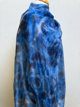 Load image into Gallery viewer, Hand Dyed Long Silk Scarf in Shades of Blue Charcoal Light Blue
