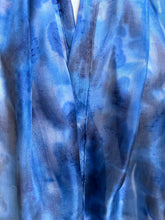 Load image into Gallery viewer, Hand Dyed Long Silk Scarf in Shades of Blue Charcoal Light Blue
