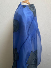 Load image into Gallery viewer, Poppy Noir Design X Long Silk Scarf Cornflower Blue and Black : Hand Painted Silk
