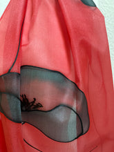 Load image into Gallery viewer, Poppy Noir Design X Long Silk Scarf Scarlet Red and Black : Hand Painted Silk
