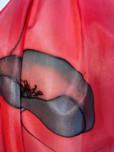 Load image into Gallery viewer, Poppy Noir Design X Long Silk Scarf Scarlet Red and Black : Hand Painted Silk
