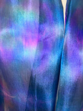 Load image into Gallery viewer, Hand Dyed Long Silk Scarf in Blue Green Purple Pink
