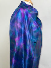 Load image into Gallery viewer, Hand Dyed Long Silk Scarf in Blue Green Purple Pink
