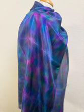 Load image into Gallery viewer, Hand Dyed Long Silk Scarf in Blue Green Purple Pink
