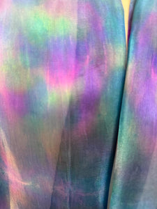 Hand Dyed Long Silk Scarf in Blue Green Purple Pink