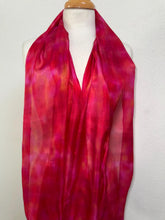 Load image into Gallery viewer, Hand Dyed Long Silk Scarf in Red Pink Coral
