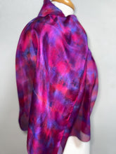 Load image into Gallery viewer, Hand Dyed Silk Neck Scarf in Purple Cerise Cobalt Navy by Designer Silk Artist
