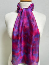 Load image into Gallery viewer, Hand Dyed Silk Neck Scarf in Purple Cerise Cobalt Navy by Designer Silk Artist
