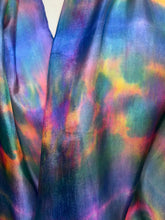 Load image into Gallery viewer, Hand Dyed Silk Neck Scarf in Blue Green Teal Pink by Designer Silk Artist
