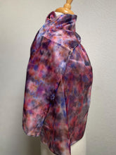 Load image into Gallery viewer, Hand Dyed Silk Neck Scarf in Red Blue Burgundy Cream by Designer Silk Artist
