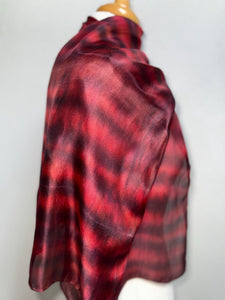 Hand Dyed Silk Neck Scarf in Dark Chocolate Burgundy Red by Designer Silk Artist