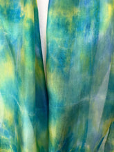 Load image into Gallery viewer, Hand Dyed Long Silk Scarf in Turquoise Blue Teal Lime
