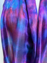 Load image into Gallery viewer, Hand Dyed Long Silk Scarf in Purple Dark Red Blue
