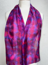 Load image into Gallery viewer, Hand Dyed Silk Neck Scarf in Purple Cerise Cobalt Navy by Designer Silk Artist
