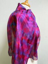 Load image into Gallery viewer, Hand Dyed Silk Neck Scarf in Purple Cerise Cobalt Navy by Designer Silk Artist
