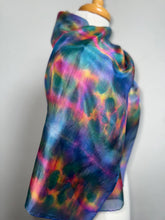 Load image into Gallery viewer, Hand Dyed Silk Neck Scarf in Blue Green Teal Pink by Designer Silk Artist
