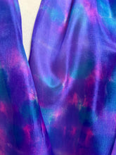Load image into Gallery viewer, Hand Dyed Silk Neck Scarf in Purple Blue Pink by Designer Silk Artist
