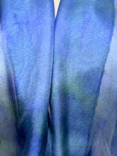 Load image into Gallery viewer, Hand Dyed Silk Neck Scarf in Smoky Blue Green teal by Designer Silk Artist
