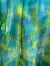 Load image into Gallery viewer, Hand Dyed Silk Neck Scarf in Turquoise Lime Teal by Designer Silk Artist
