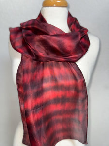 Hand Dyed Silk Neck Scarf in Dark Chocolate Burgundy Red by Designer Silk Artist